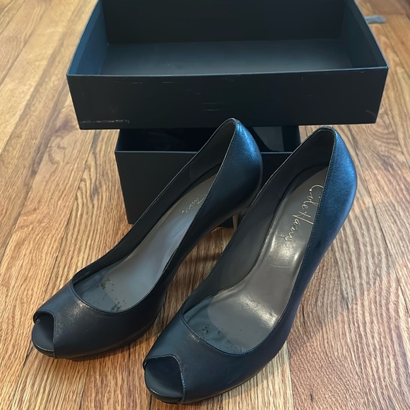 Women’s Navy Peep Toe Pumps - Size 9 - Picture 1 of 2